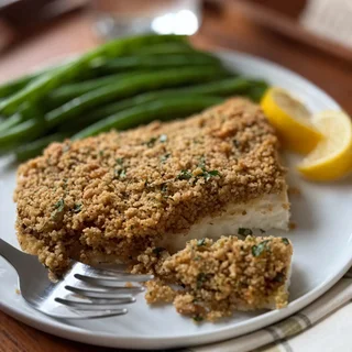 Stuffing-Crusted Wild Alaskan Halibut
