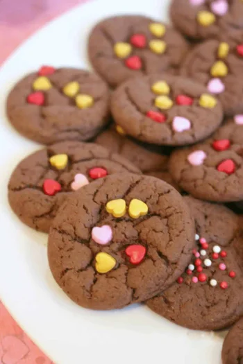 Valentine Chocolate Cake Mix Cookies