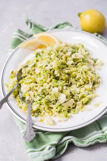 Shredded Brussels Sprouts with Lemon and Poppy Seeds
