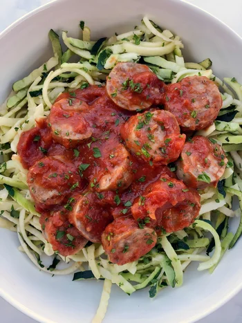Zoodles with Italian Sausage and Onion