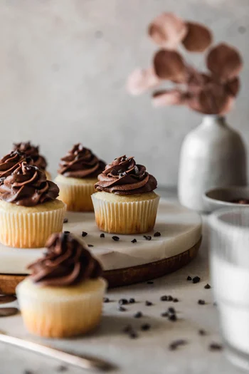 High Altitude Yellow Cupcakes With Chocolate Buttercream