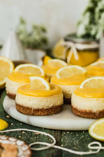 Creamy Mini Lemon Curd Cheesecakes