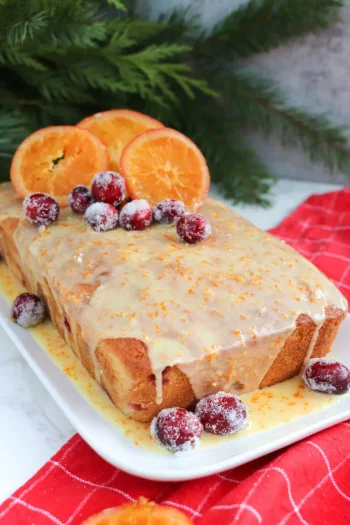 Easy Cranberry Orange Loaf Cake with Orange Glaze
