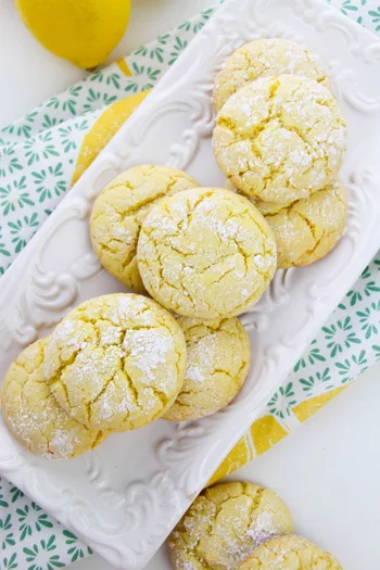 Lemon Cake Mix Crinkle Cookies