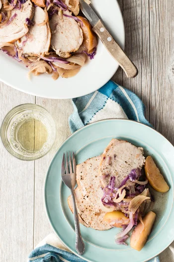 Slow Cooker Pork Roast with Apples and Onions