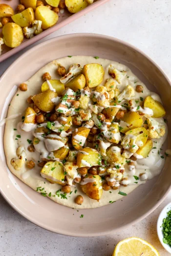 Roasted Potato, Chickpea, and Cauliflower Bowls