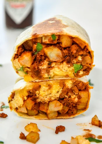 Meal Prep Soy Chorizo Breakfast Burritos