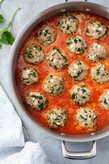 Spinach Feta Baked Turkey Meatballs