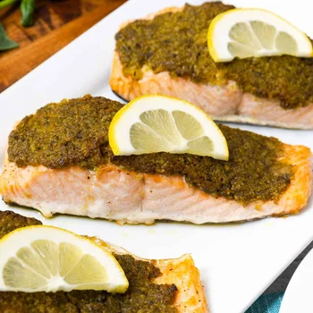 Baked Pesto Crusted Salmon with Panko