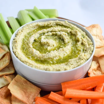 Snack Prep: Veggie Sticks with Easy Pesto Hummus