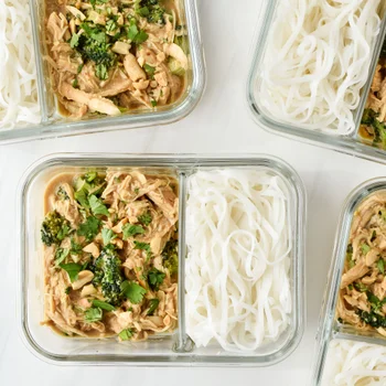 Slow Cooker Peanut Chicken Noodles Meal Prep