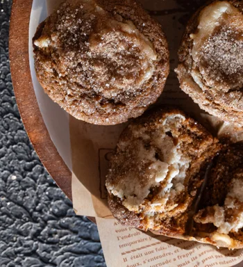 Brown Butter Gingerbread Muffins with Cream Cheese Swirl