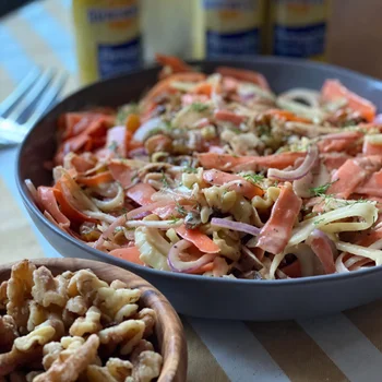 Shaved Carrot & Fennel Salad with Creamy Prune Vinaigrette