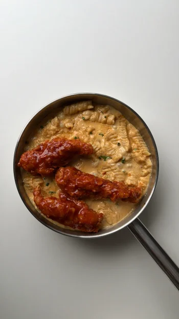 Hot Honey Chicken Tenders with Creamy Pasta