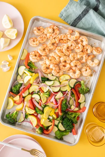 One Sheet Pan Shrimp and Vegetable Dinner
