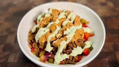 Creamy Beef & Potato Bowl with Spicy Cilantro Lime Crema