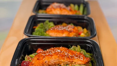 High Protein Low Calorie Teriyaki Salmon and Veggie Stir-Fry