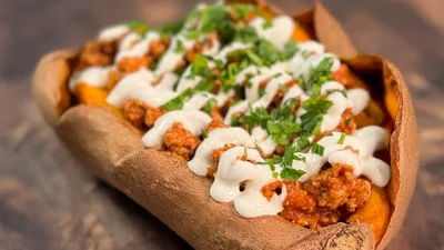 High-Protein Turkey Stuffed Sweet Potatoes