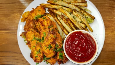 High Protein Buffalo Chicken with Fries