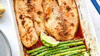 Ginger Soy Tilapia and Broiled Asparagus