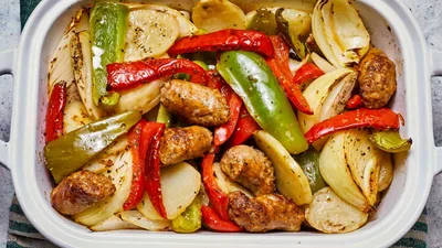 Sausage, Peppers, Onions, and Potato Bake