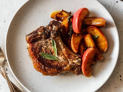 Apple Pork Chops With Bourbon & Sage